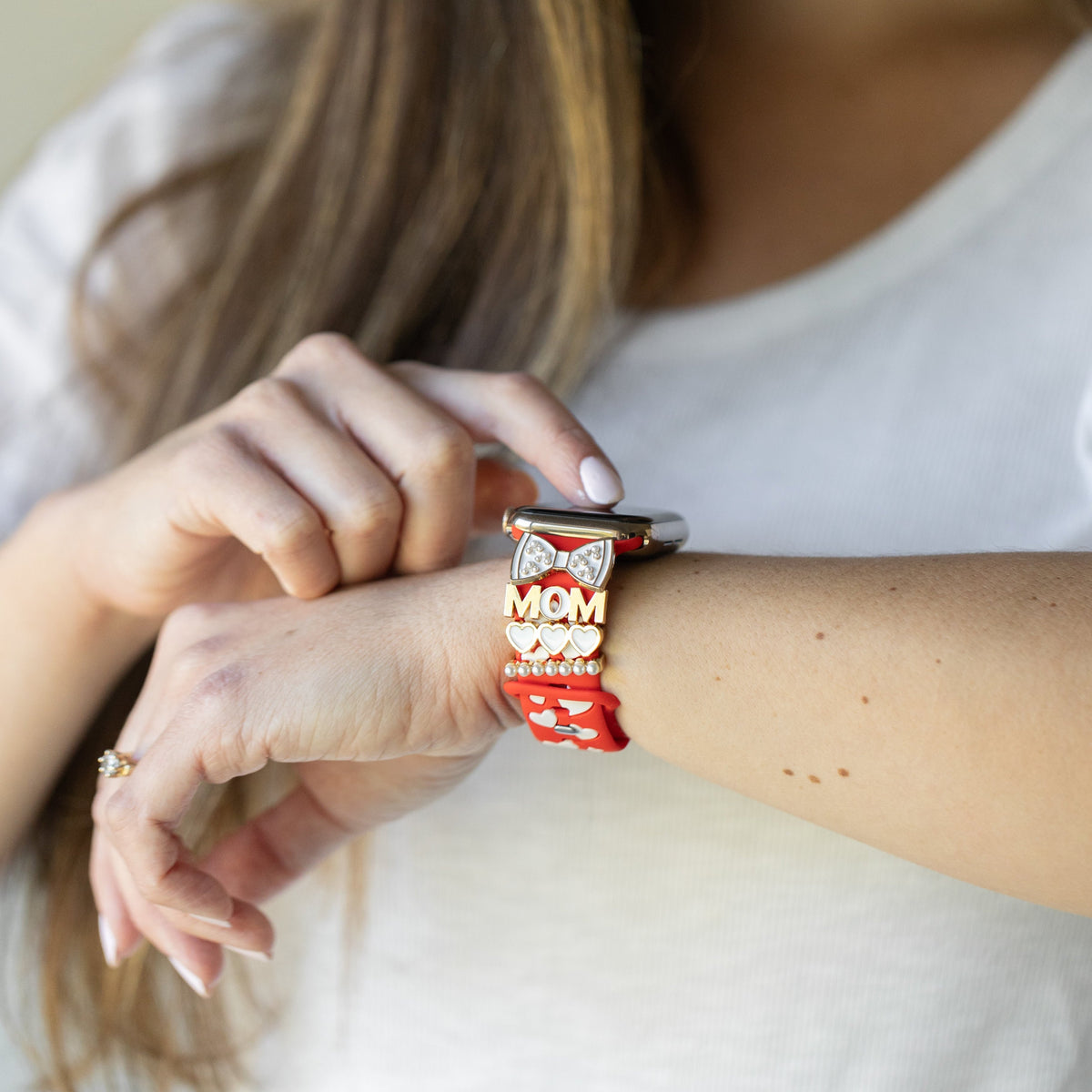 Dear Mama 💌 Red & White Love & Luxe Smart Watch Band