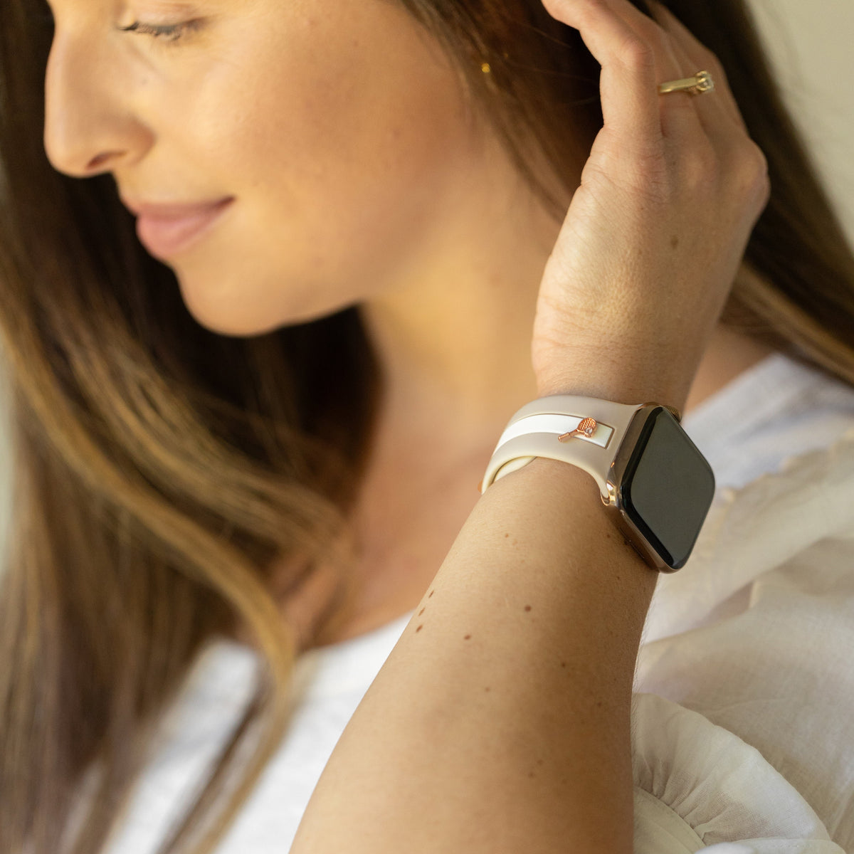 Skye Nude Sand and White Smart Watch Band