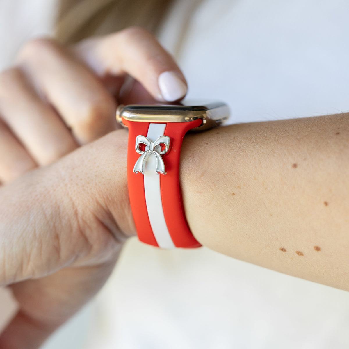 Honey Bee Red and White Apple Watch Band