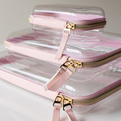 Luxe Zippered Packing Cases Bundle Pink