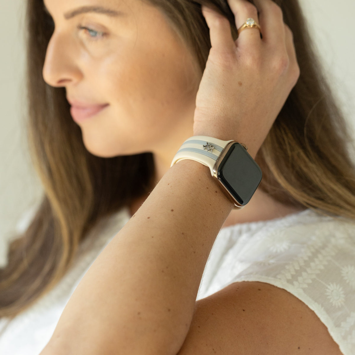 Come Fly With Me✈️ Ivory & Gray Smart Watch Band