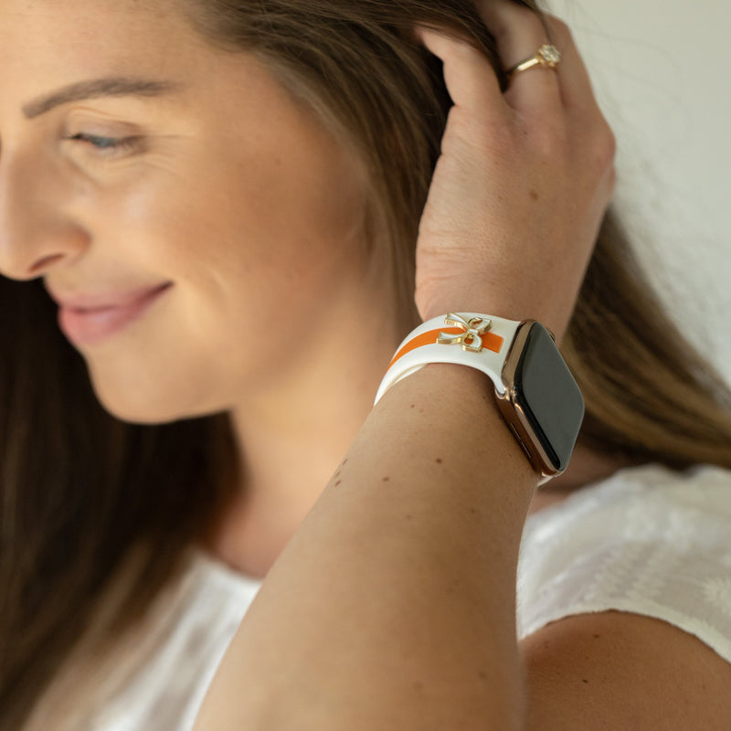 The It Girl White & Orange Smart Watch Band