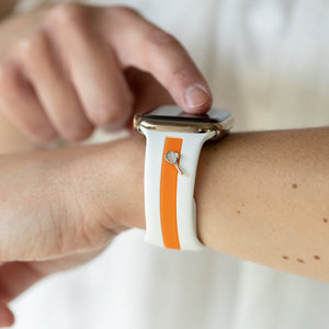 Let's Cause a Racket 🏓 White and Orange Smart Watch Band