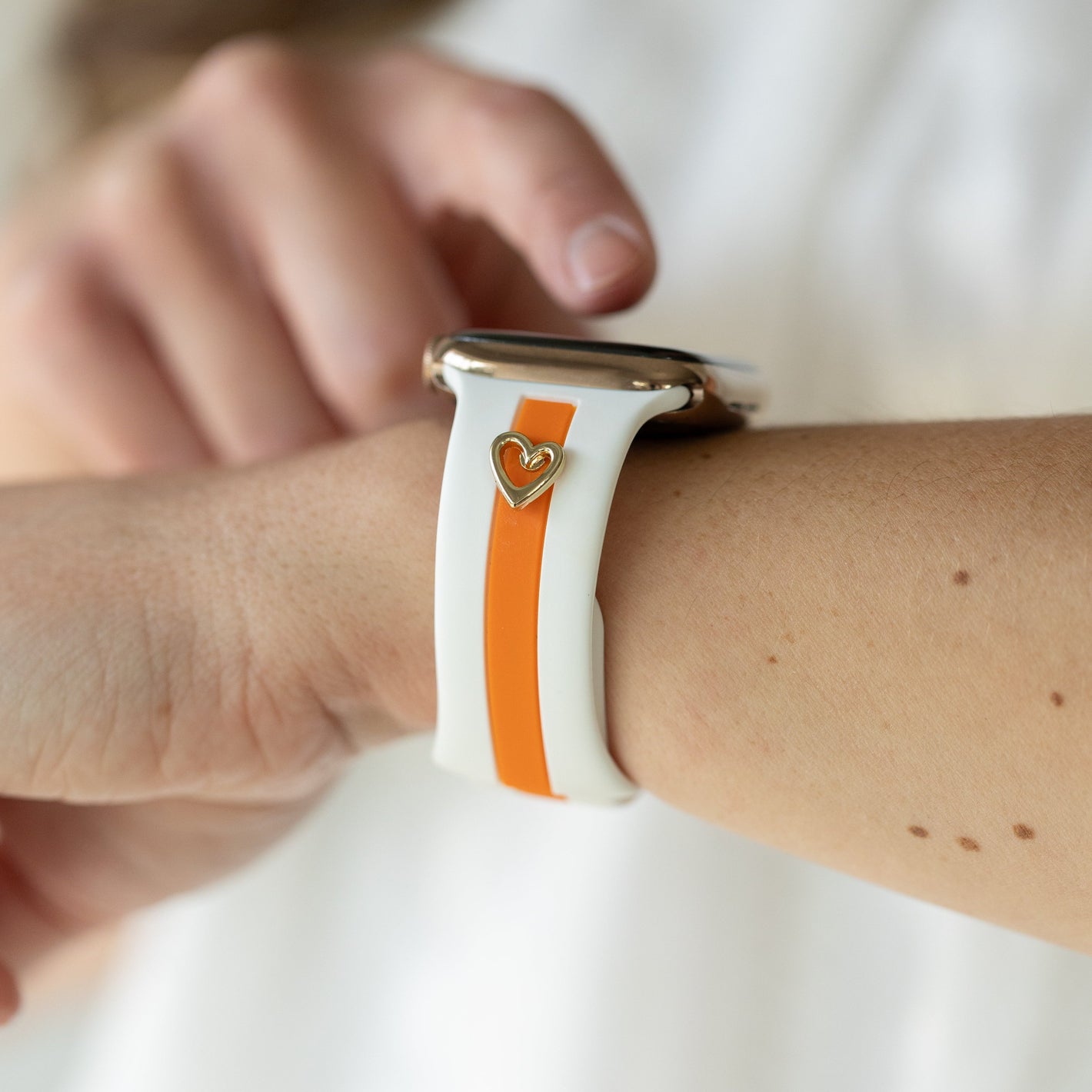 Heart to Love ♡ White & Orange Smart Watch Band