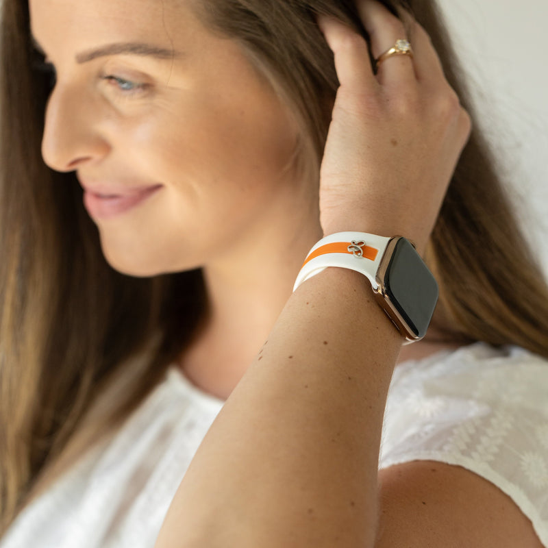 Chasing Butterflies 🦋White & Orange Smart Watch Band