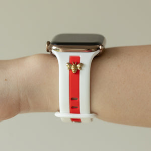 Skye White & Red Honey Bee Smart Watch Band