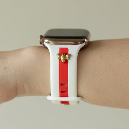 Skye White & Red Honey Bee Smart Watch Band