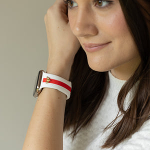 Skye White & Red Honey Bee Smart Watch Band