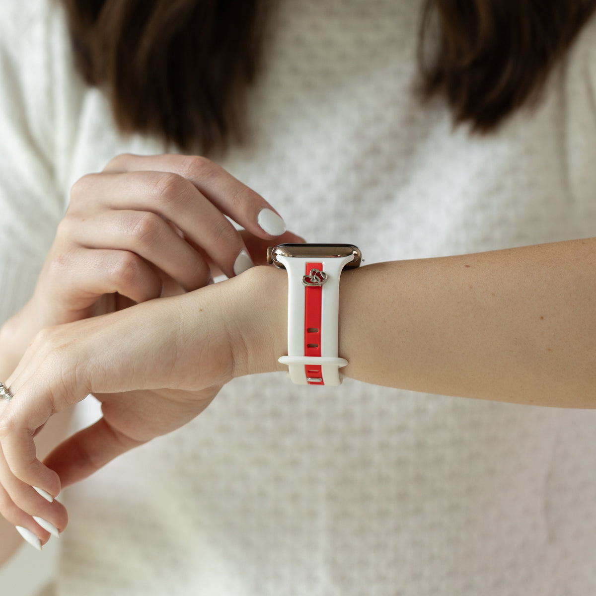Skye White & Red Smart Watch Band