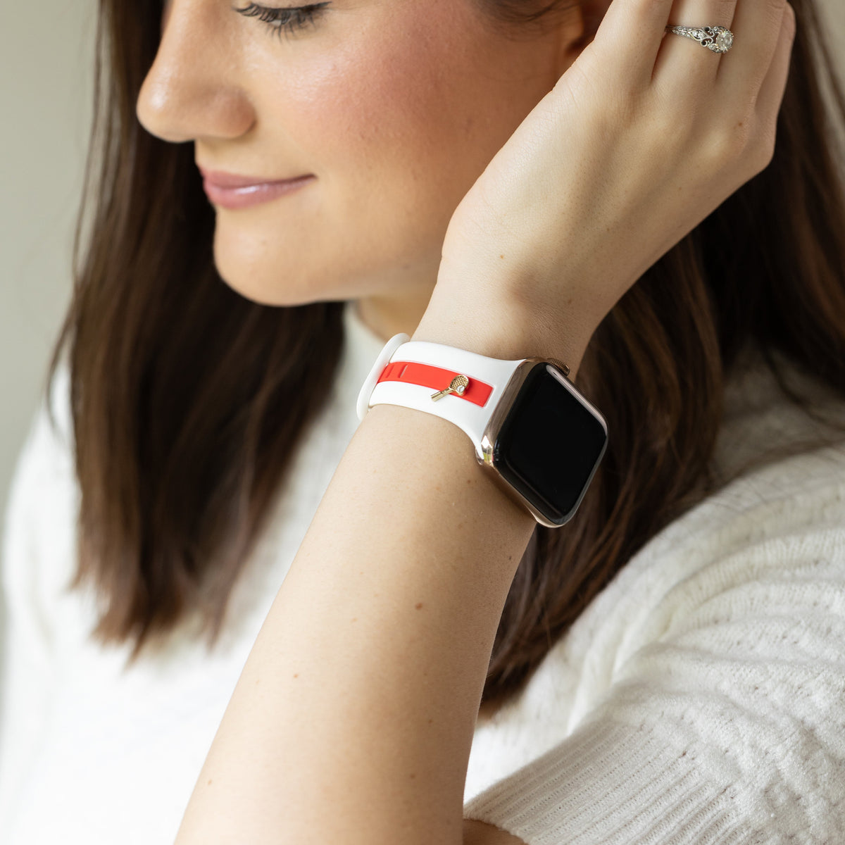 Skye White & Red Smart Watch Band