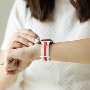 Skye White & Red Smart Watch Band