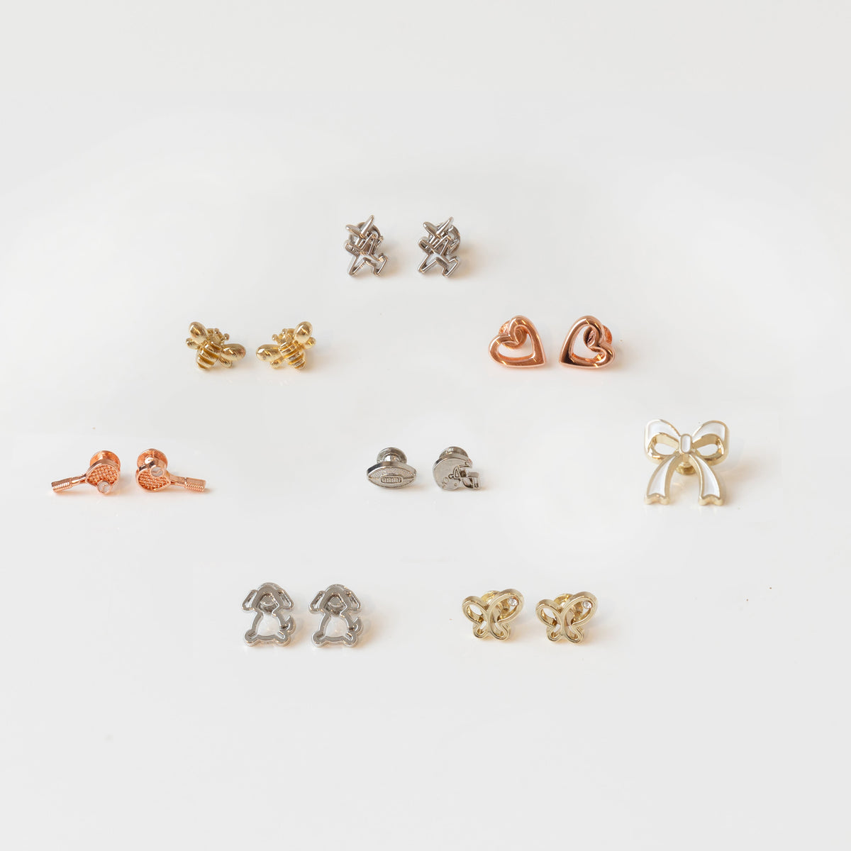 Gold, silver and rose gold charm pairs