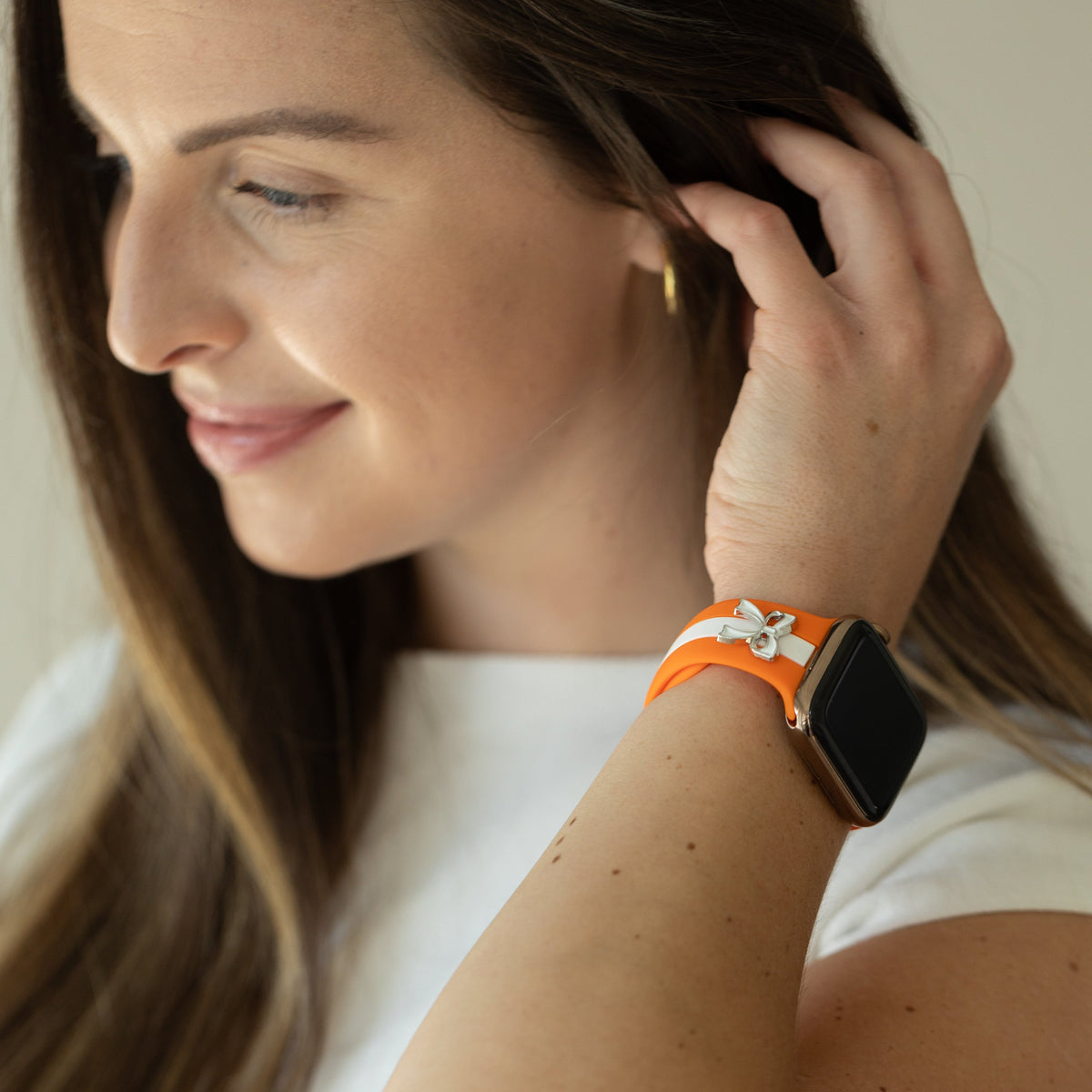 Skye Orange and White Smart Watch Band