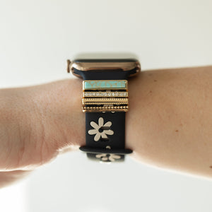 Eva Turquoise Daisy Nude & Black Smart Watch Band