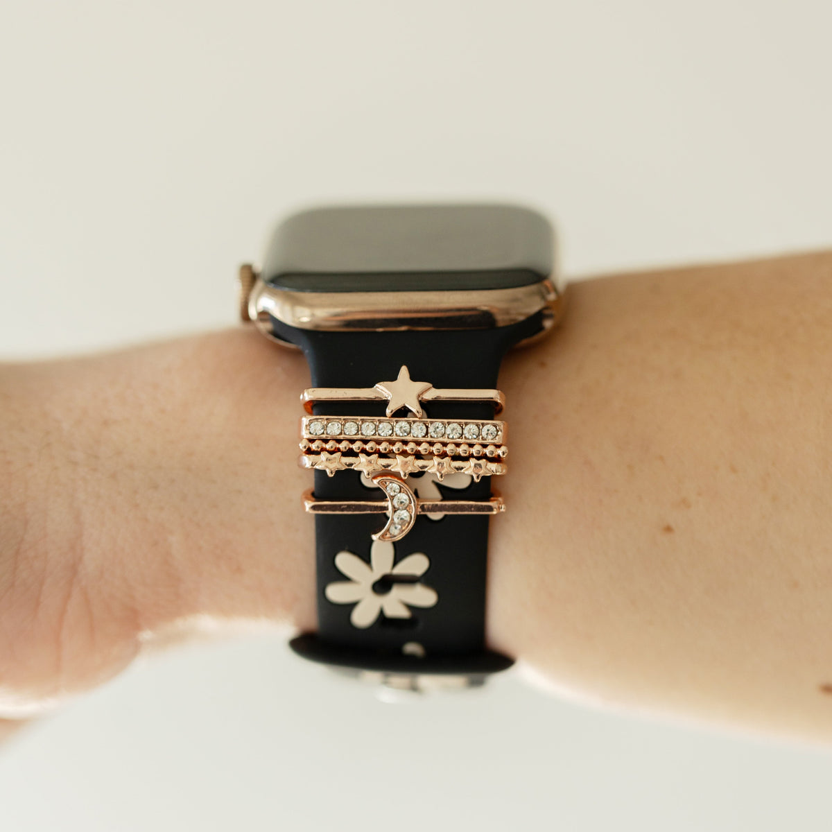 Black Nude Daisy Moon-Star Smart Watch Band