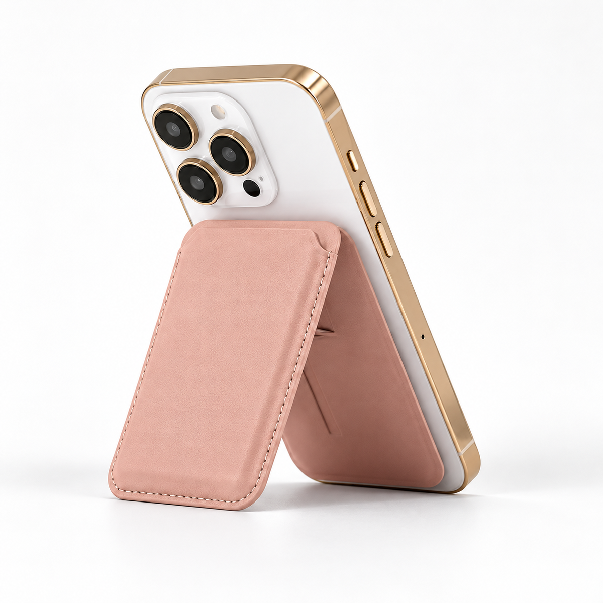 Prop Me Up MagSafe wallet stand in blush nude on white