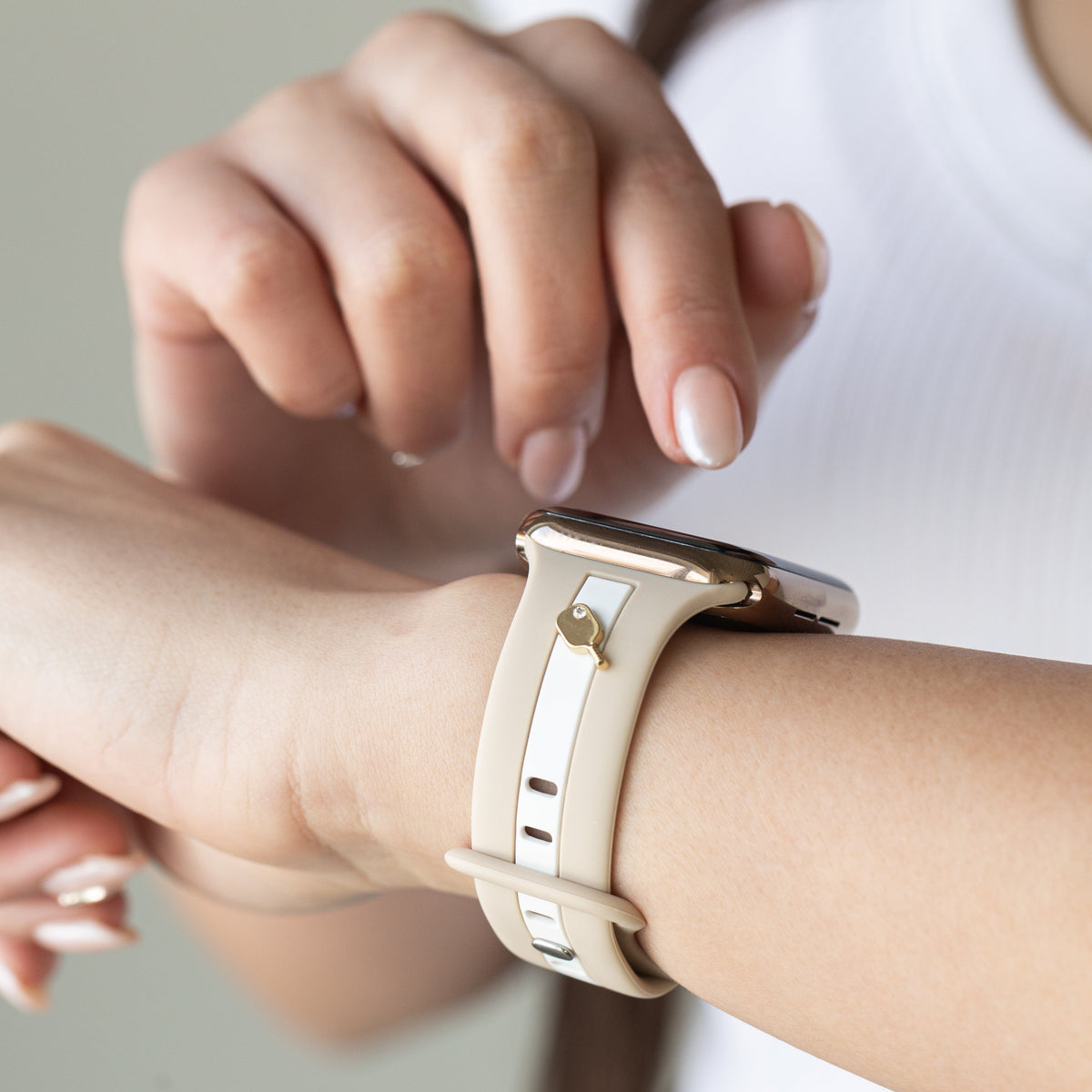 Skye Nude Sand and White Smart Watch Band