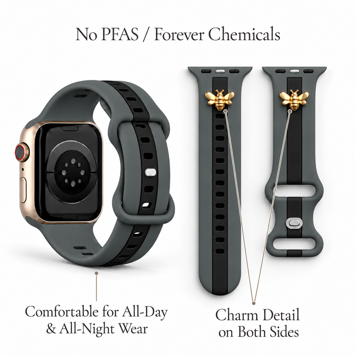 Skye Gray & Black Smart Watch Band