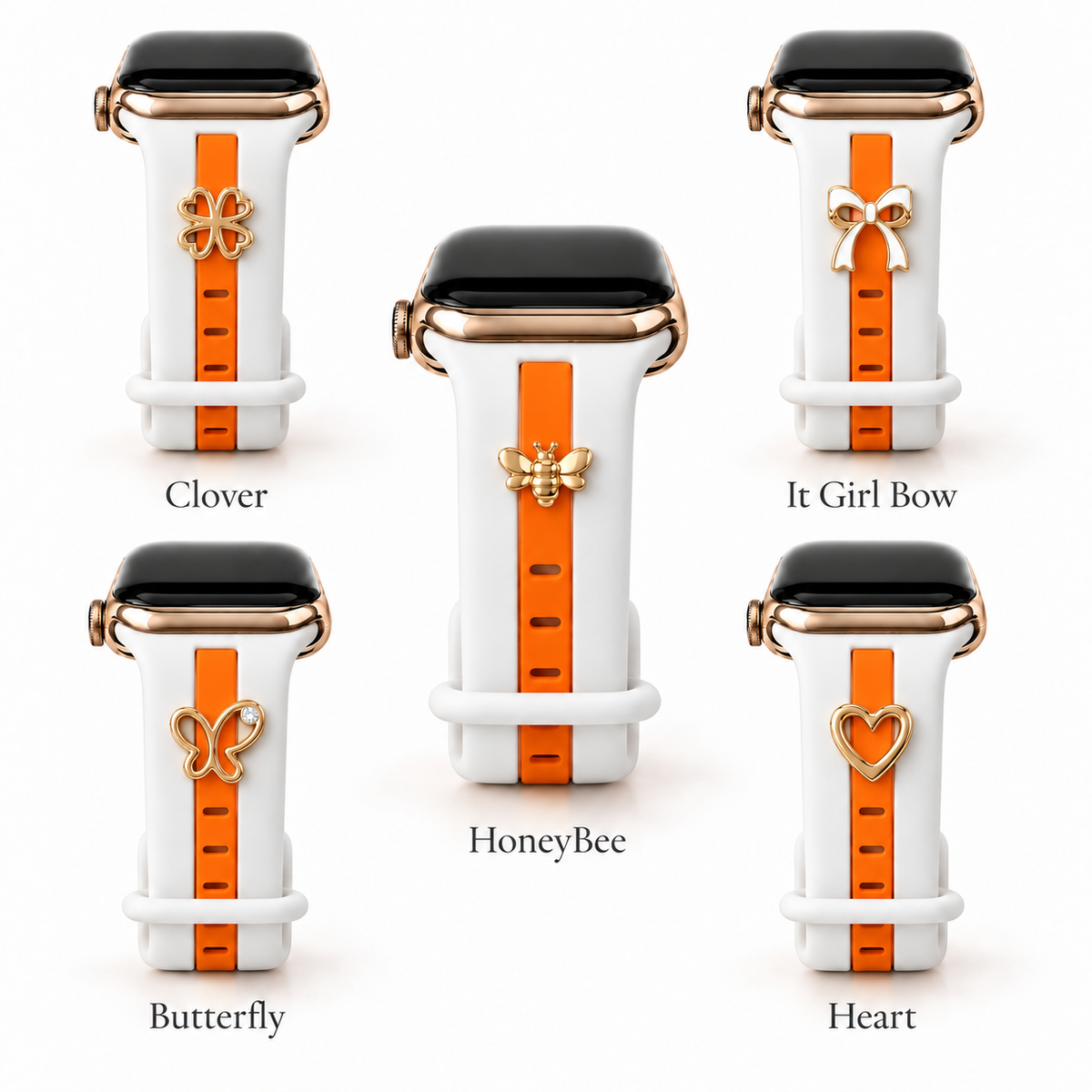 Skye White & Orange Smart Watch Band