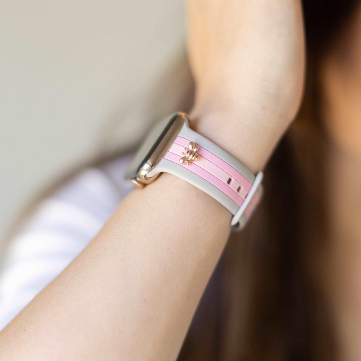 Honey Bee 2.0 Pink and Gray Apple Watch Band - Strawberry Avocados