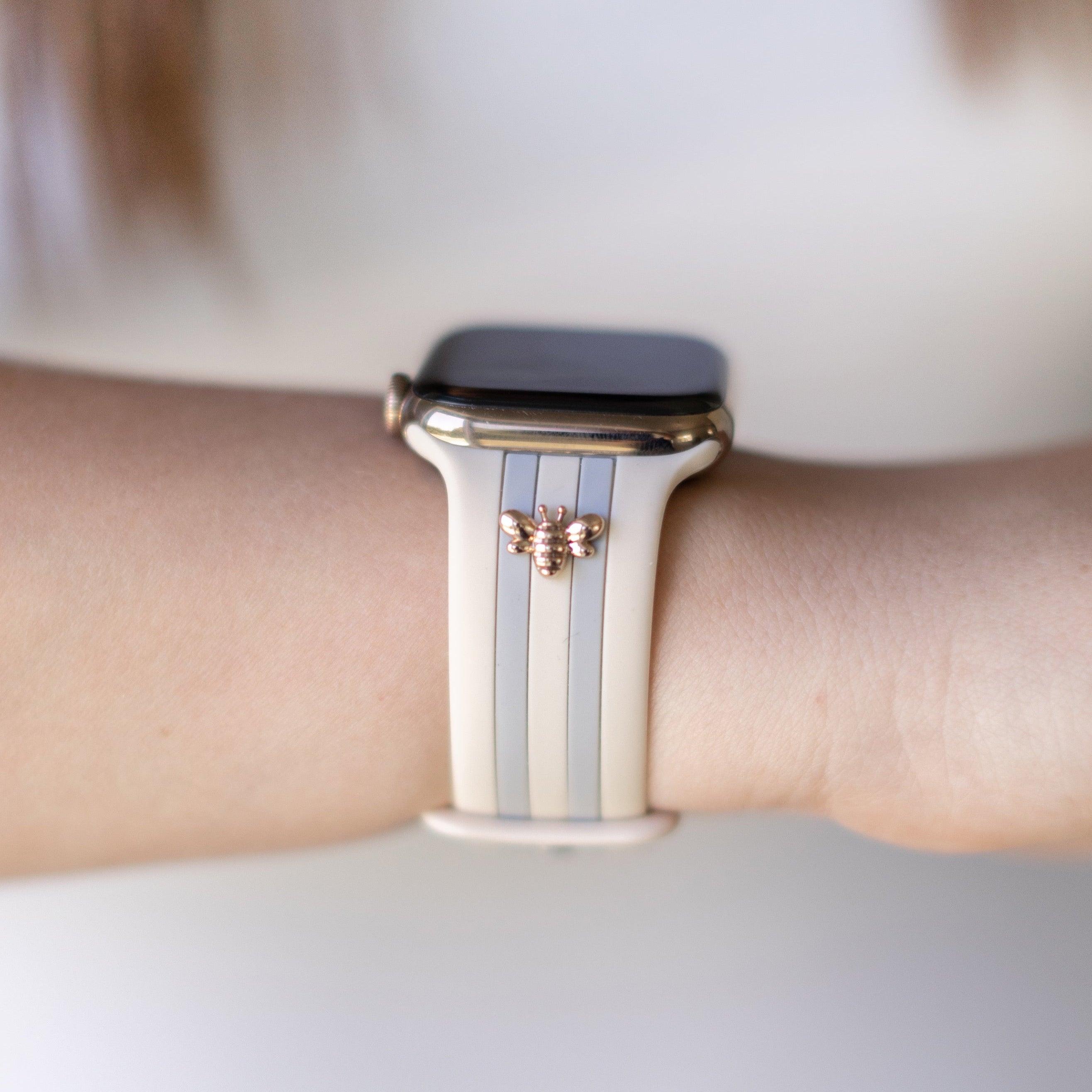 Honey Bee 2.0 Ivory and Gray Apple Watch Band - Strawberry Avocados