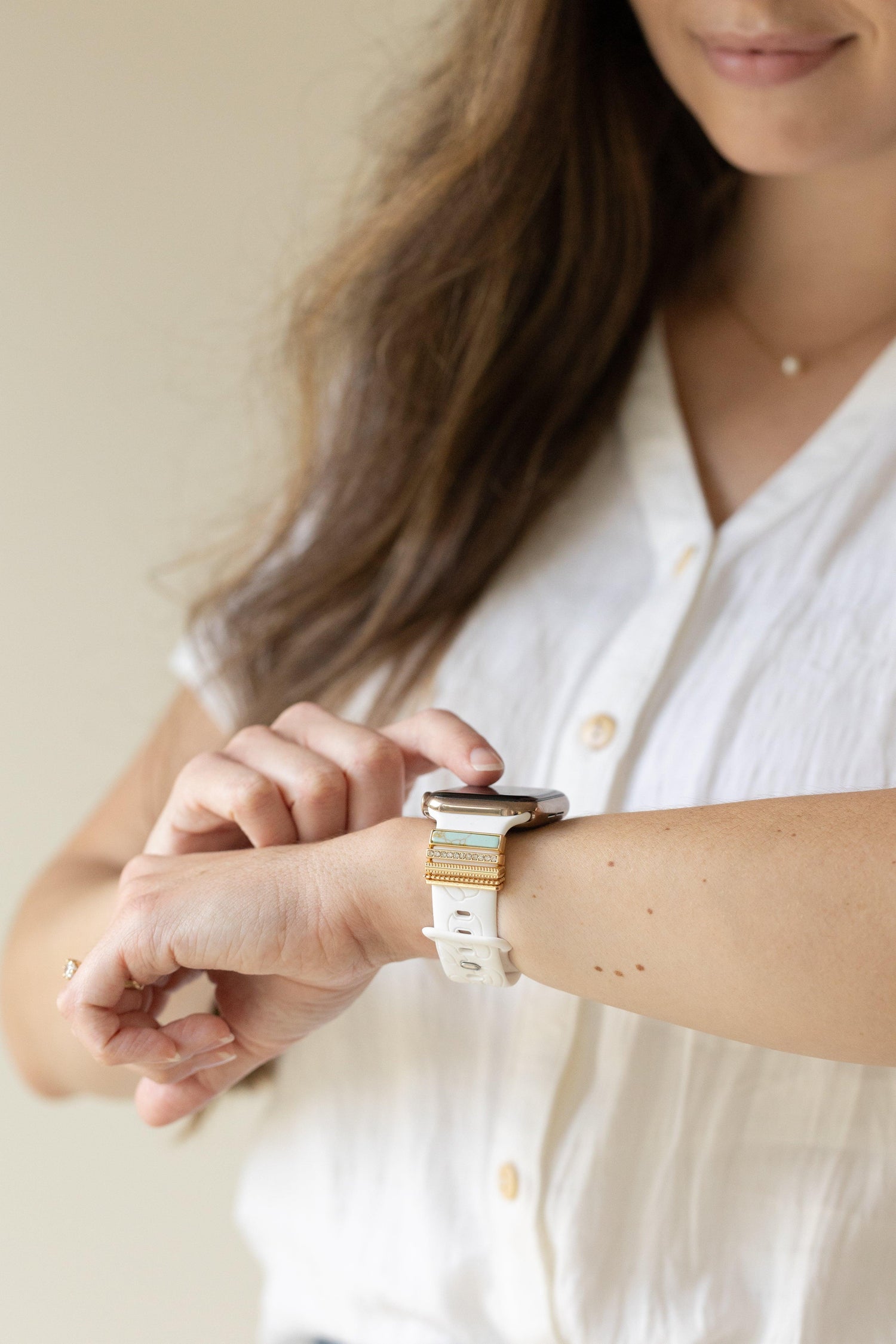 Eva Turquoise Apple Watch Band White - Strawberry Avocados