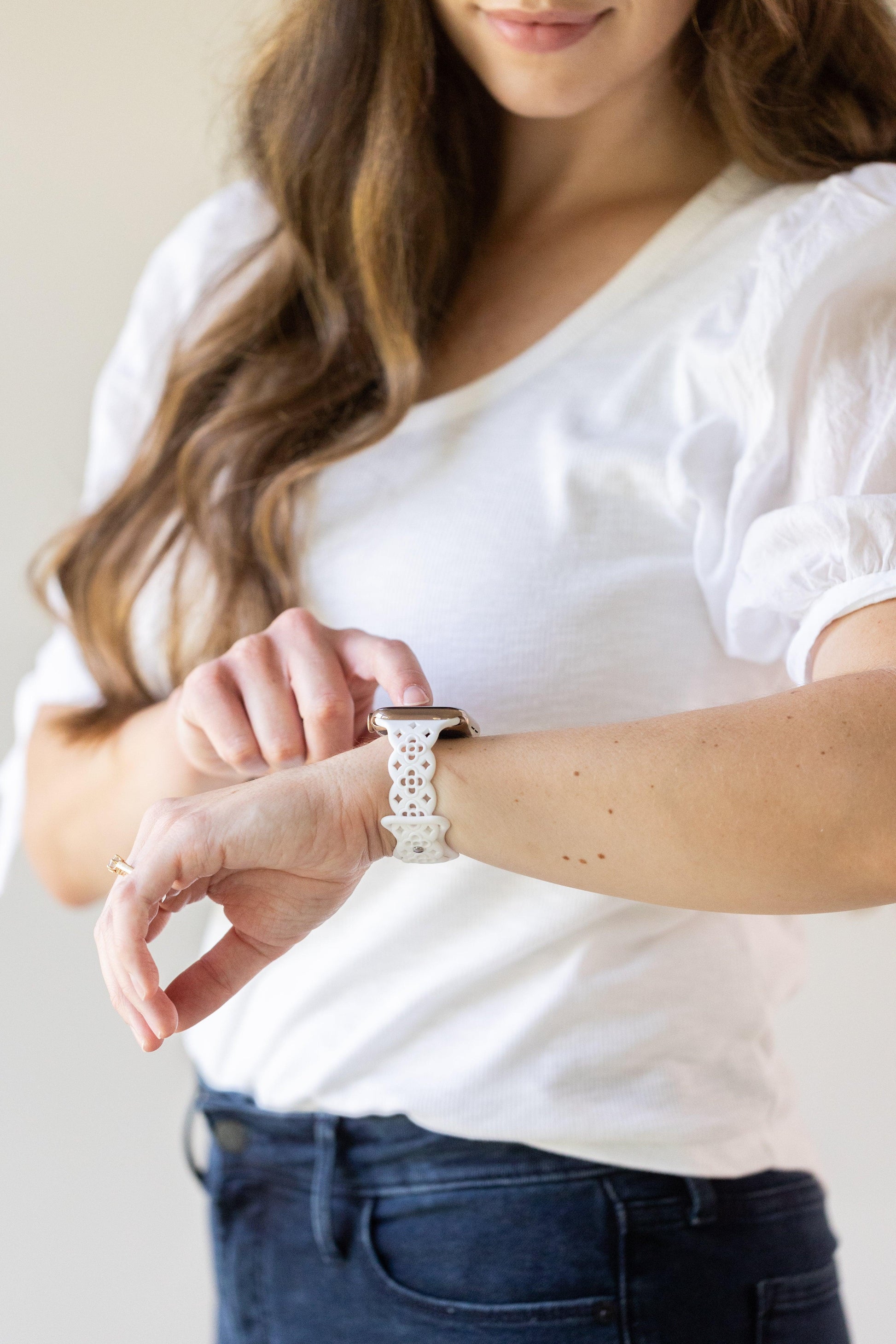 Luna White Apple Watch Band - Strawberry Avocados