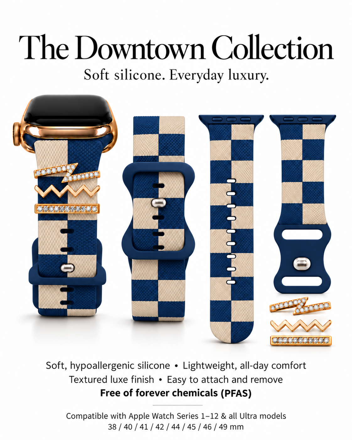 Downtown Navy Blue & Ivory Smart Watch Band