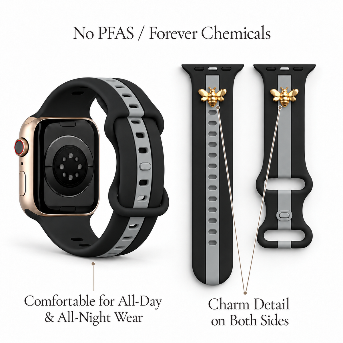 Skye Black & Gray Smart Watch Band