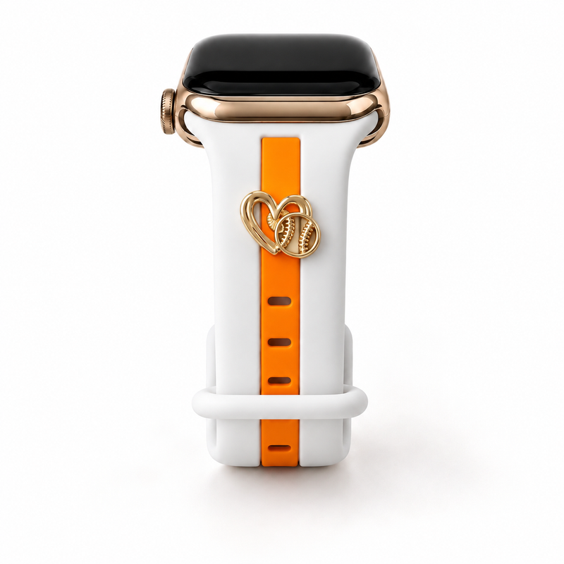 Skye White & Orange Smart Watch Band