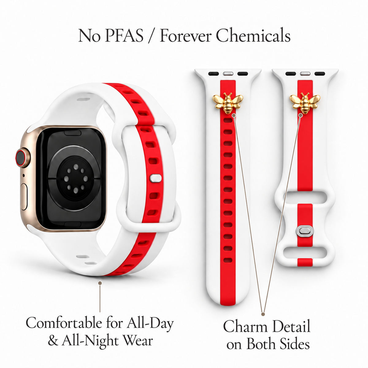 Skye White & Red Smart Watch Band
