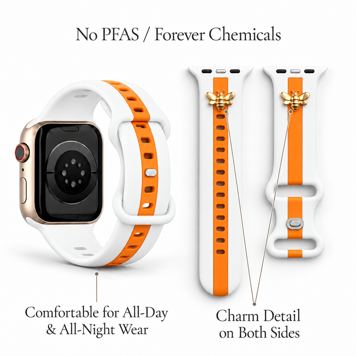 Skye White & Orange Smart Watch Band