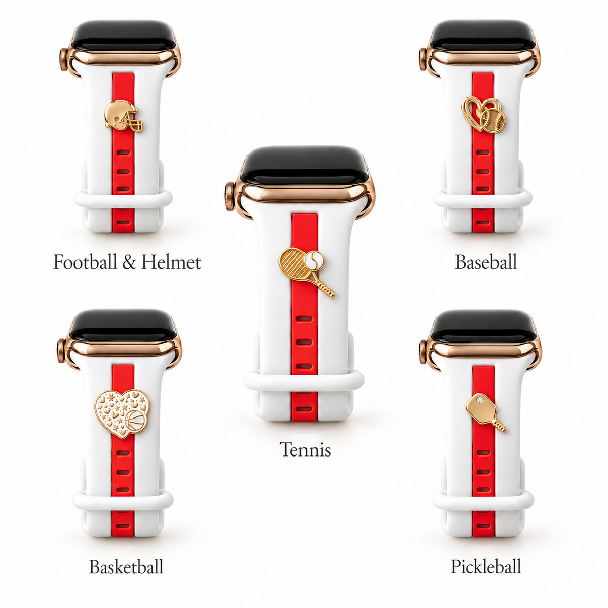 Skye White & Red Smart Watch Band
