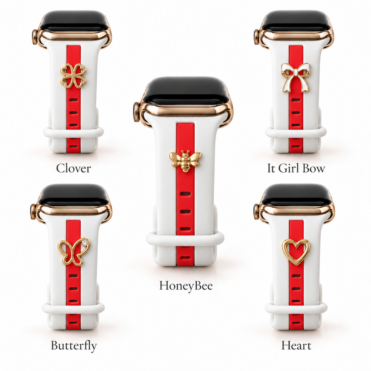 Skye White & Red Smart Watch Band