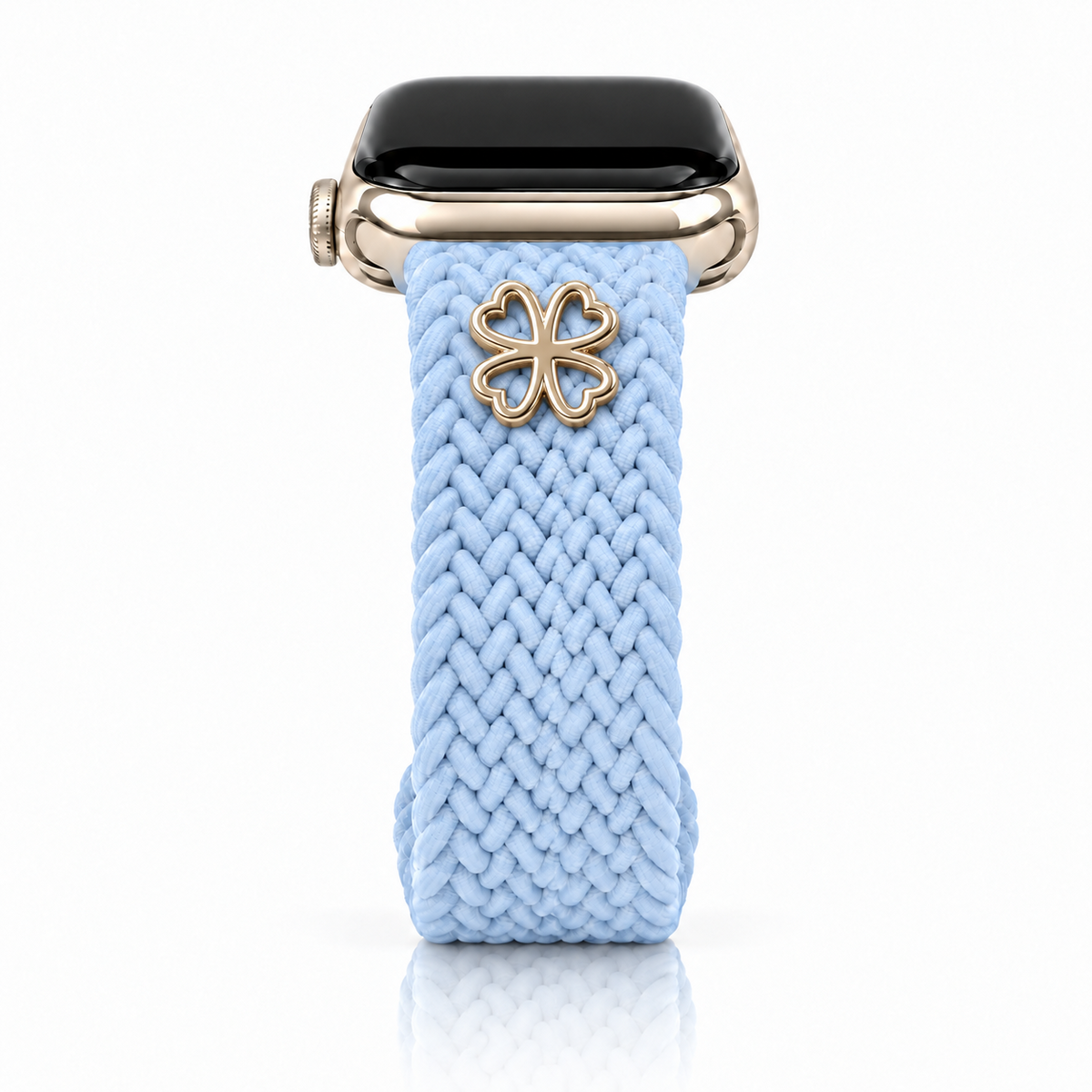 The Cloud Watchband - Bluebell Breeze with gold Clover screw-back charm