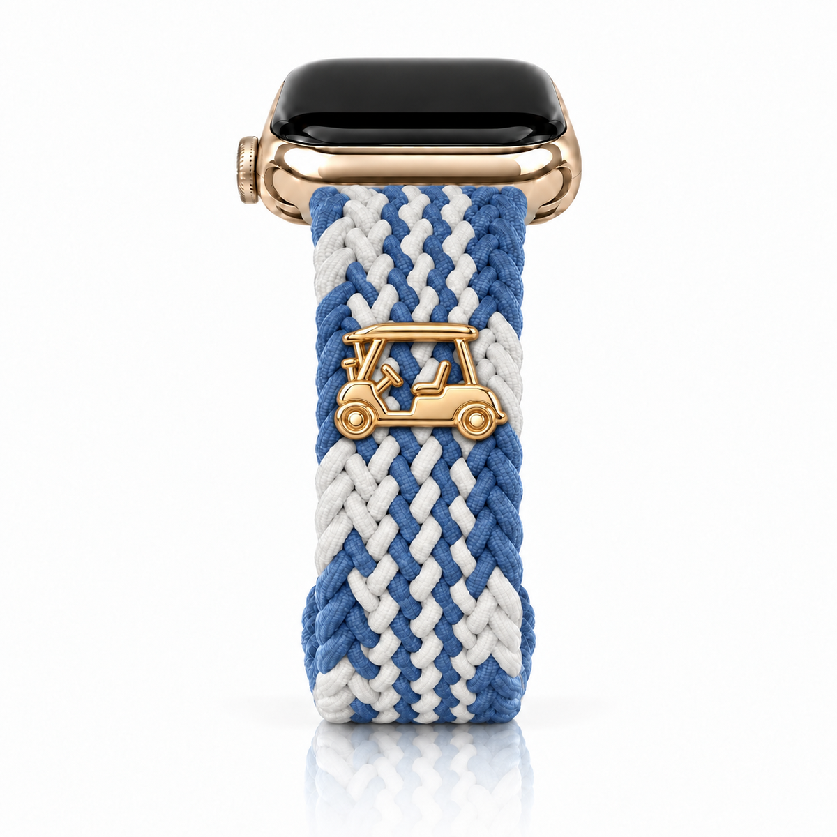 The Cloud Watchband - Bluebell Whimsy with gold Golf Cart screw-back charm
