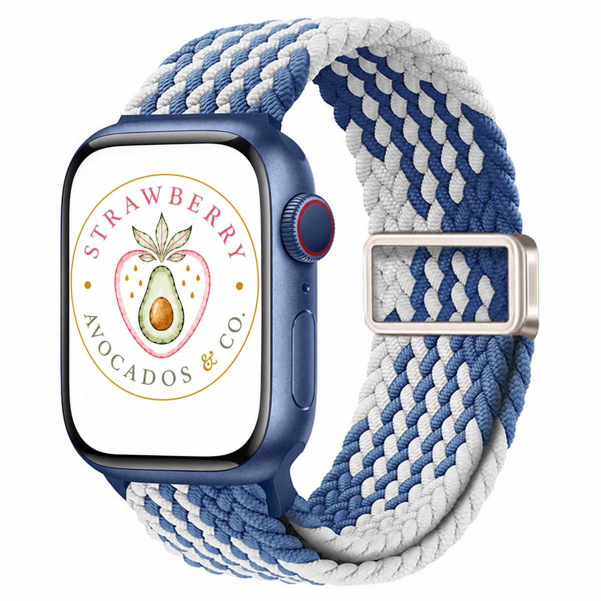 The Cloud Watchband - Bluebell Whimsy with Strawberry Avocados & Co. watch face