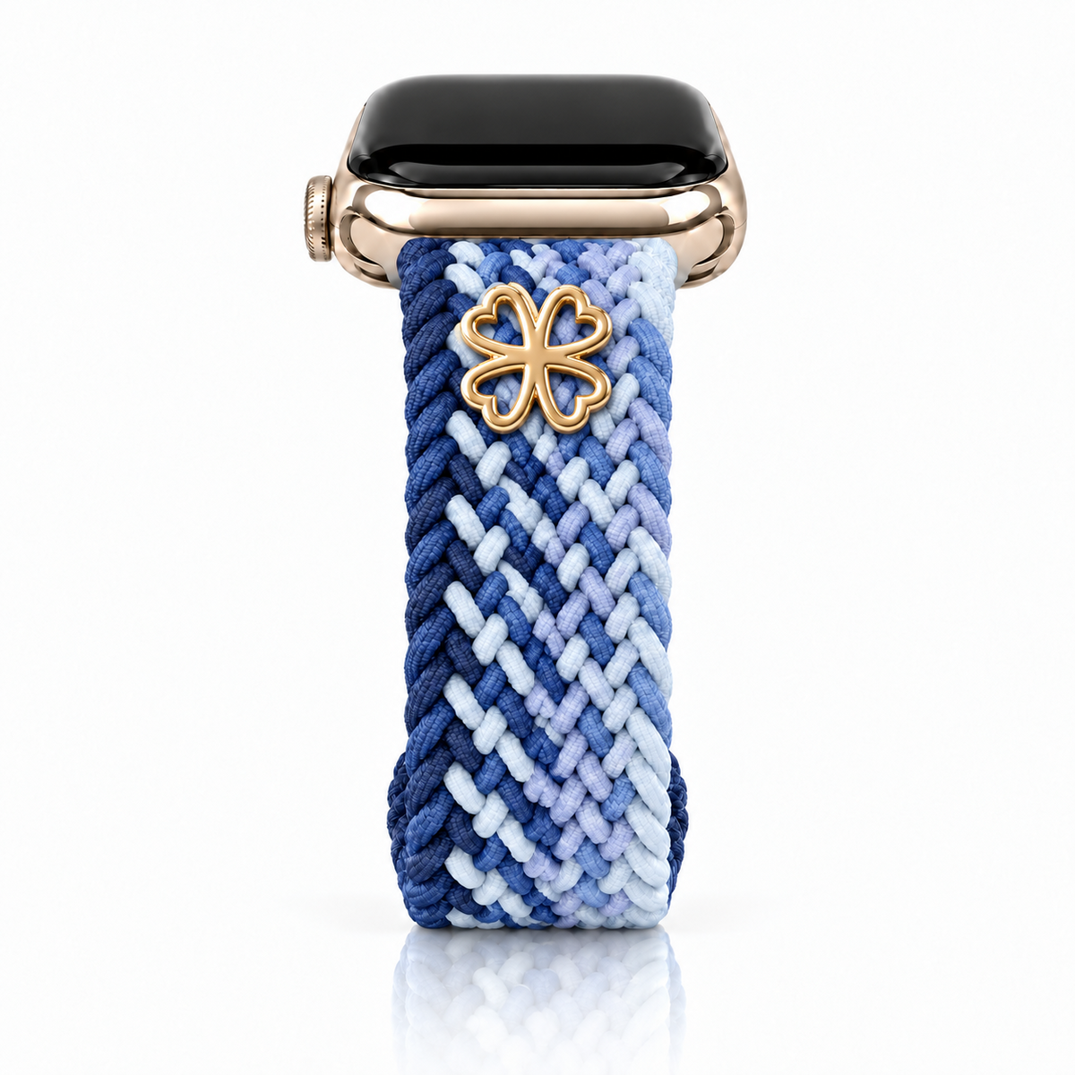 The Cloud Watchband - Blueberry Moonlight with gold Clover screw-back charm