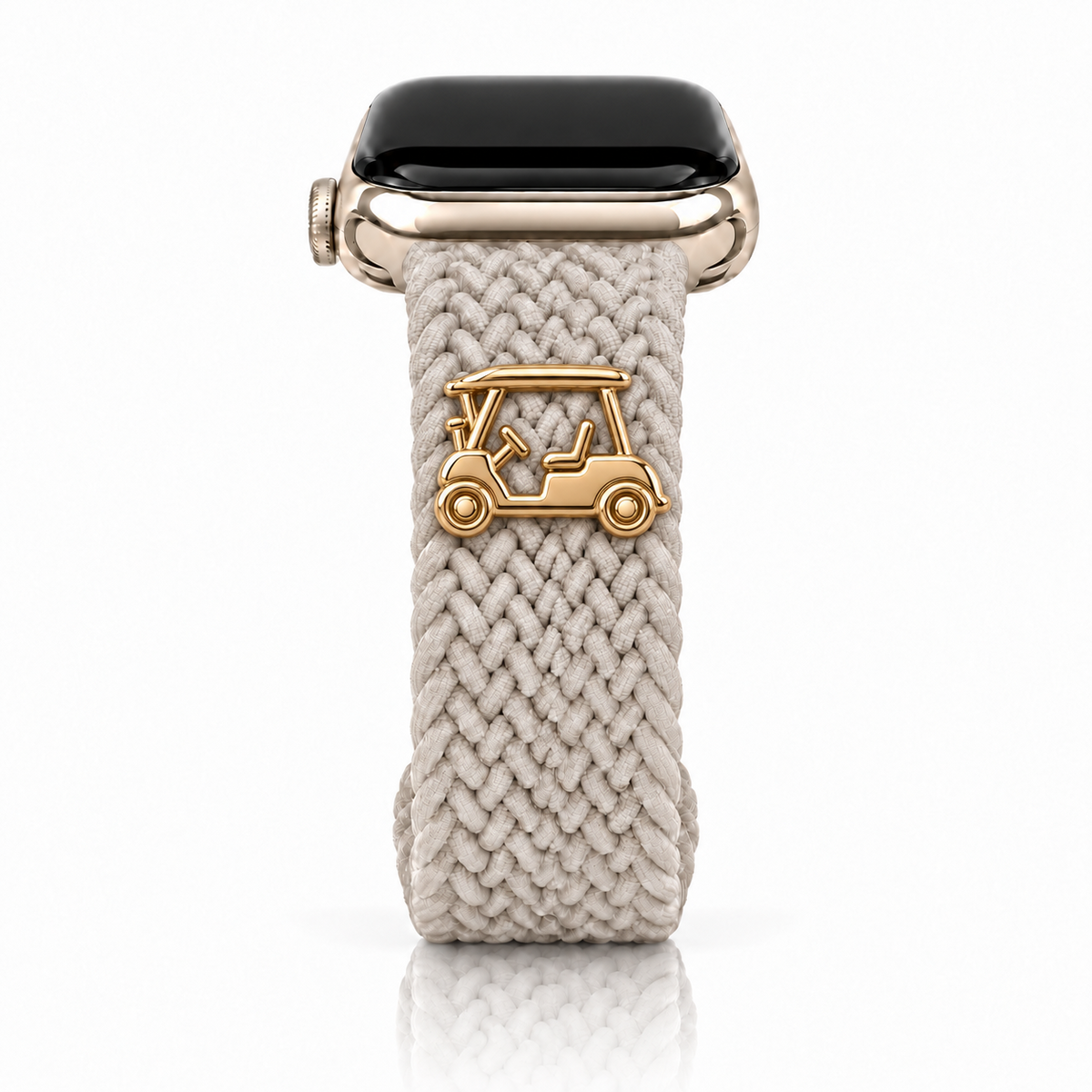 The Cloud Watchband - Caribbean Sand with gold Golf Cart screw-back charm
