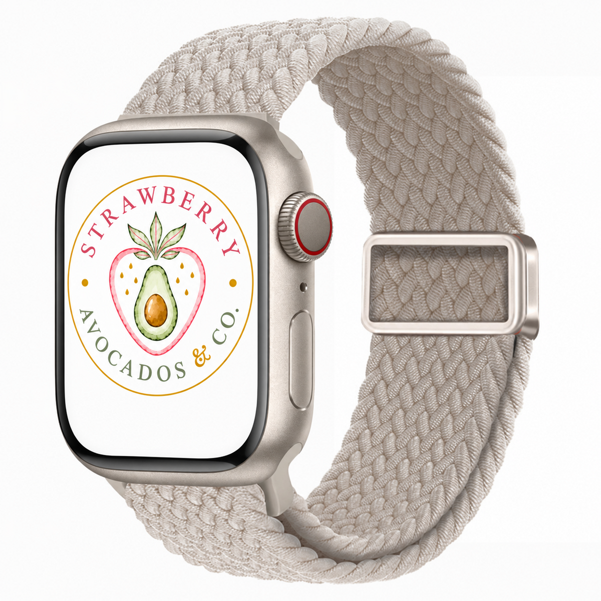 The Cloud Watchband - Caribbean Sand with Strawberry Avocados & Co. watch face