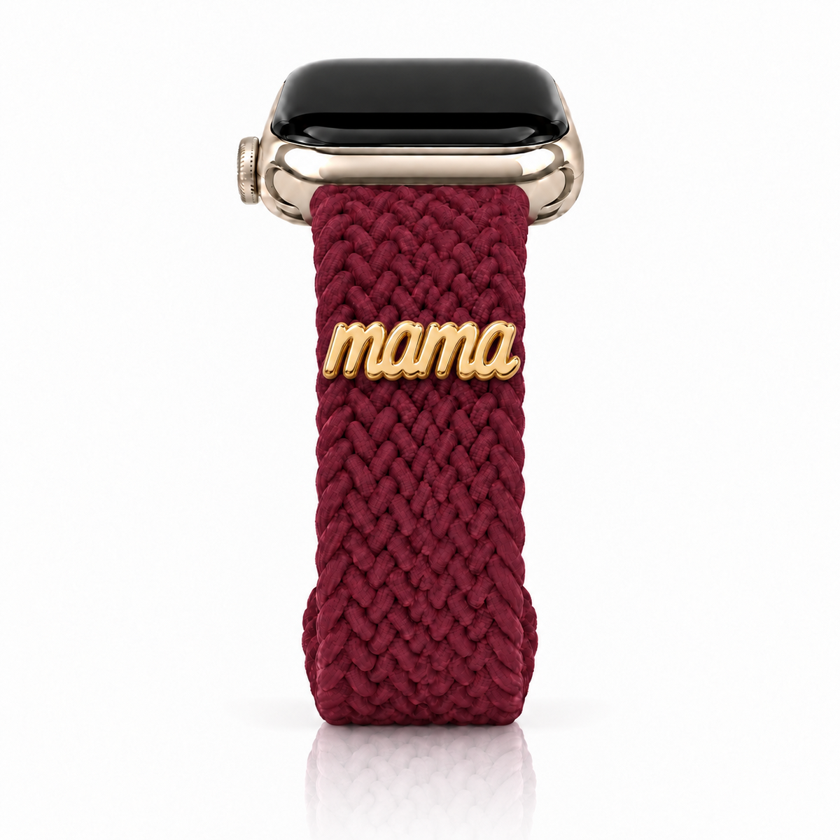 The Cloud Watchband - Cherry Merlot with gold Mama screw-back charm