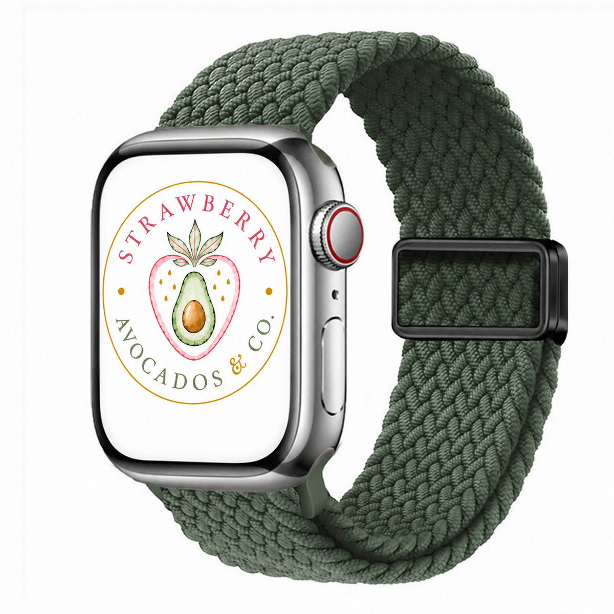 The Cloud Watchband - Enchanted Olive with Strawberry Avocados & Co. watch face