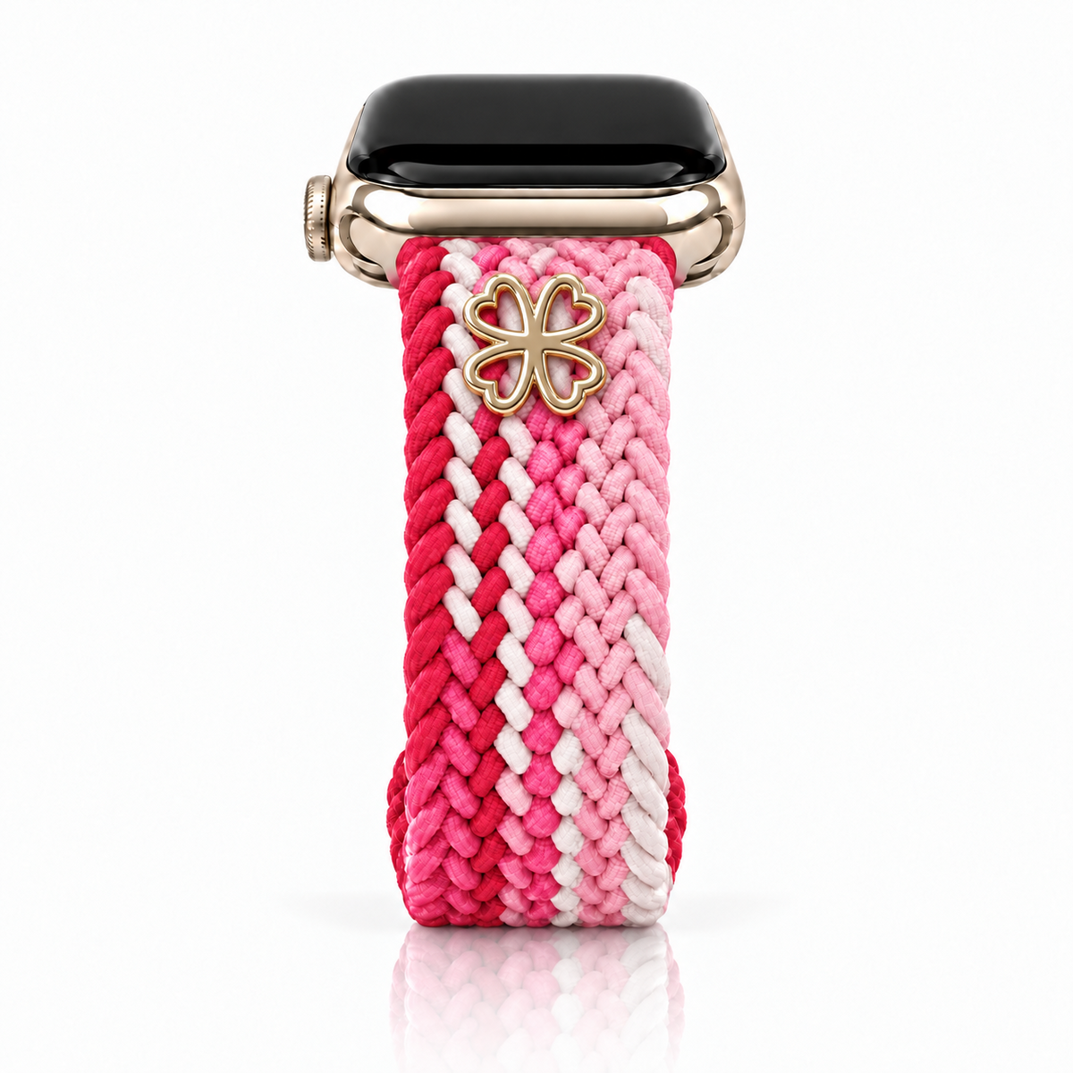 The Cloud Watchband - Raspberry Lemonade with gold Clover screw-back charm