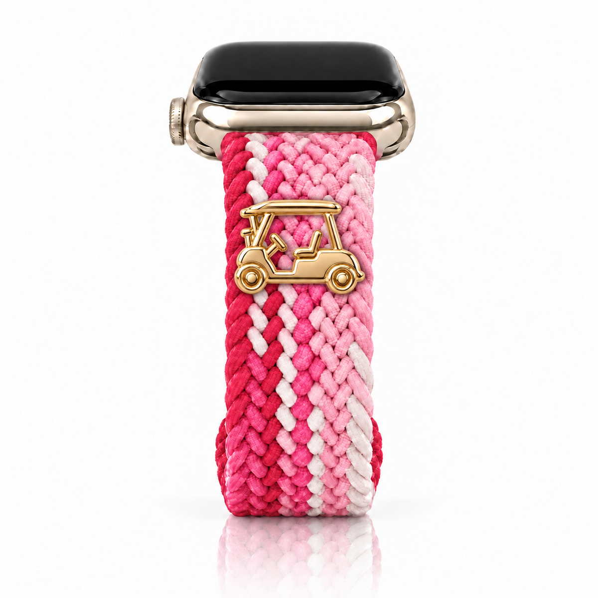 The Cloud Watchband - Raspberry Lemonade with gold Golf Cart screw-back charm
